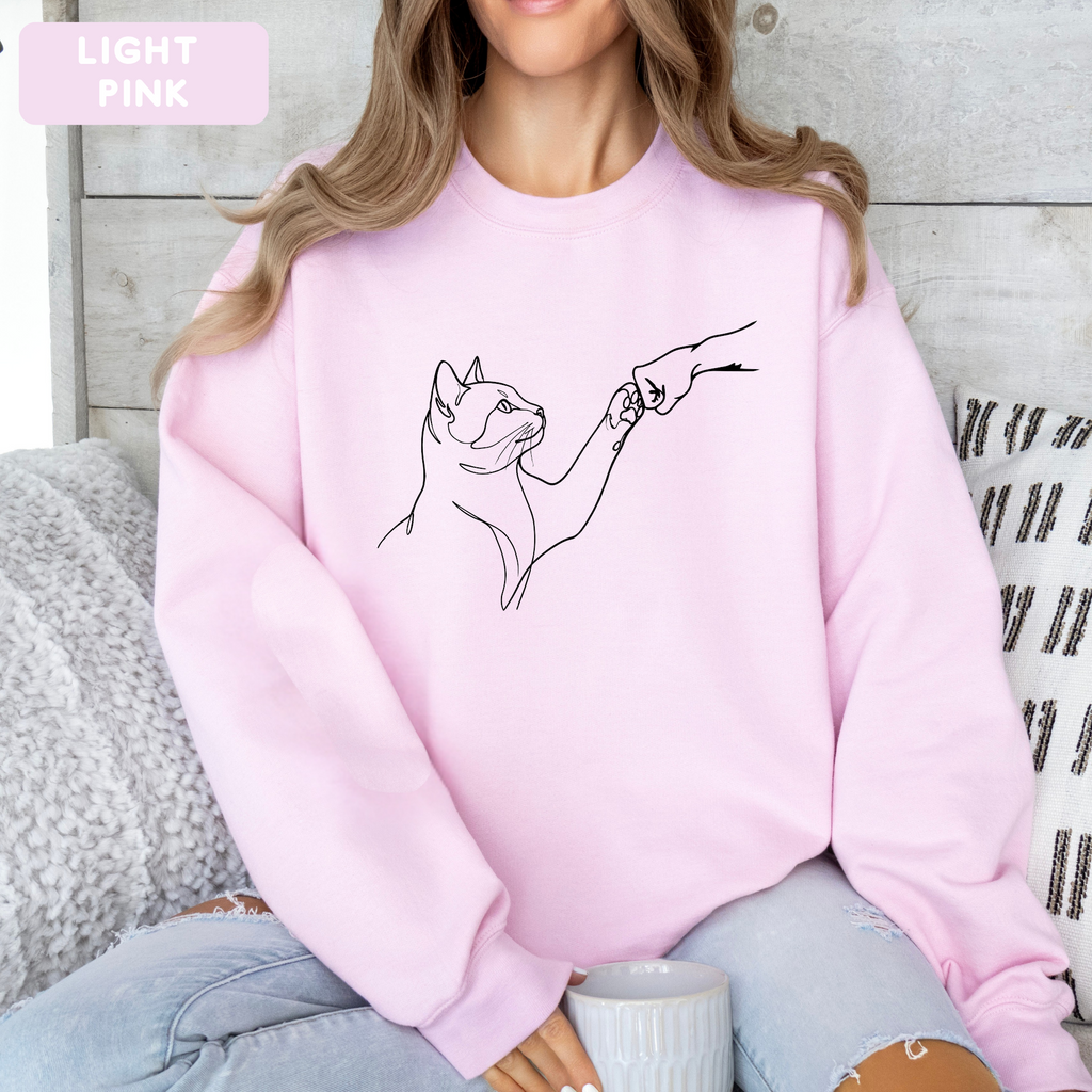 Minimalist Cat Line Art Sweatshirt – Cute Cat Lover Crewneck | Aesthetic Unisex Graphic Sweatshirt