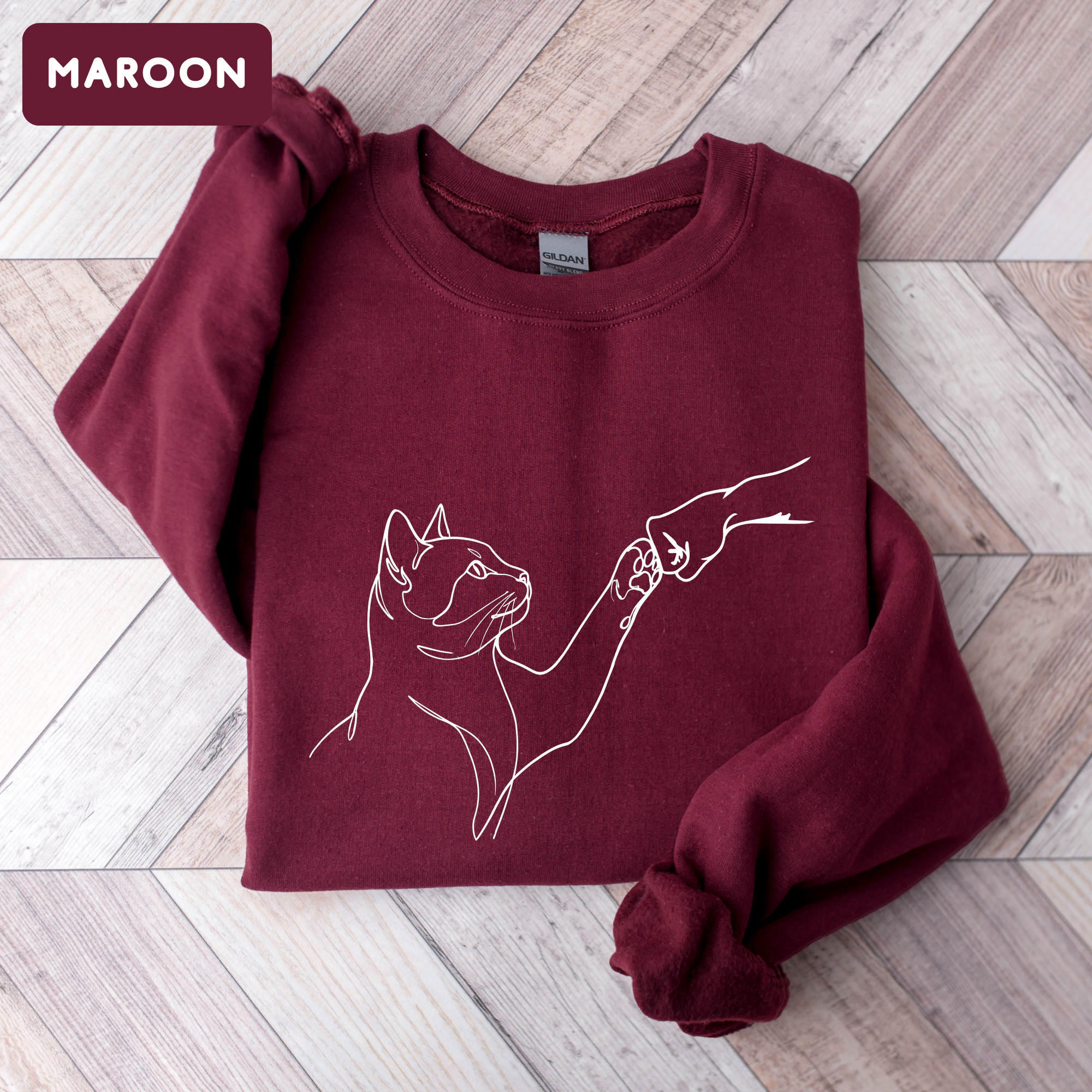 Minimalist Cat Line Art Sweatshirt – Cute Cat Lover Crewneck | Aesthetic Unisex Graphic Sweatshirt