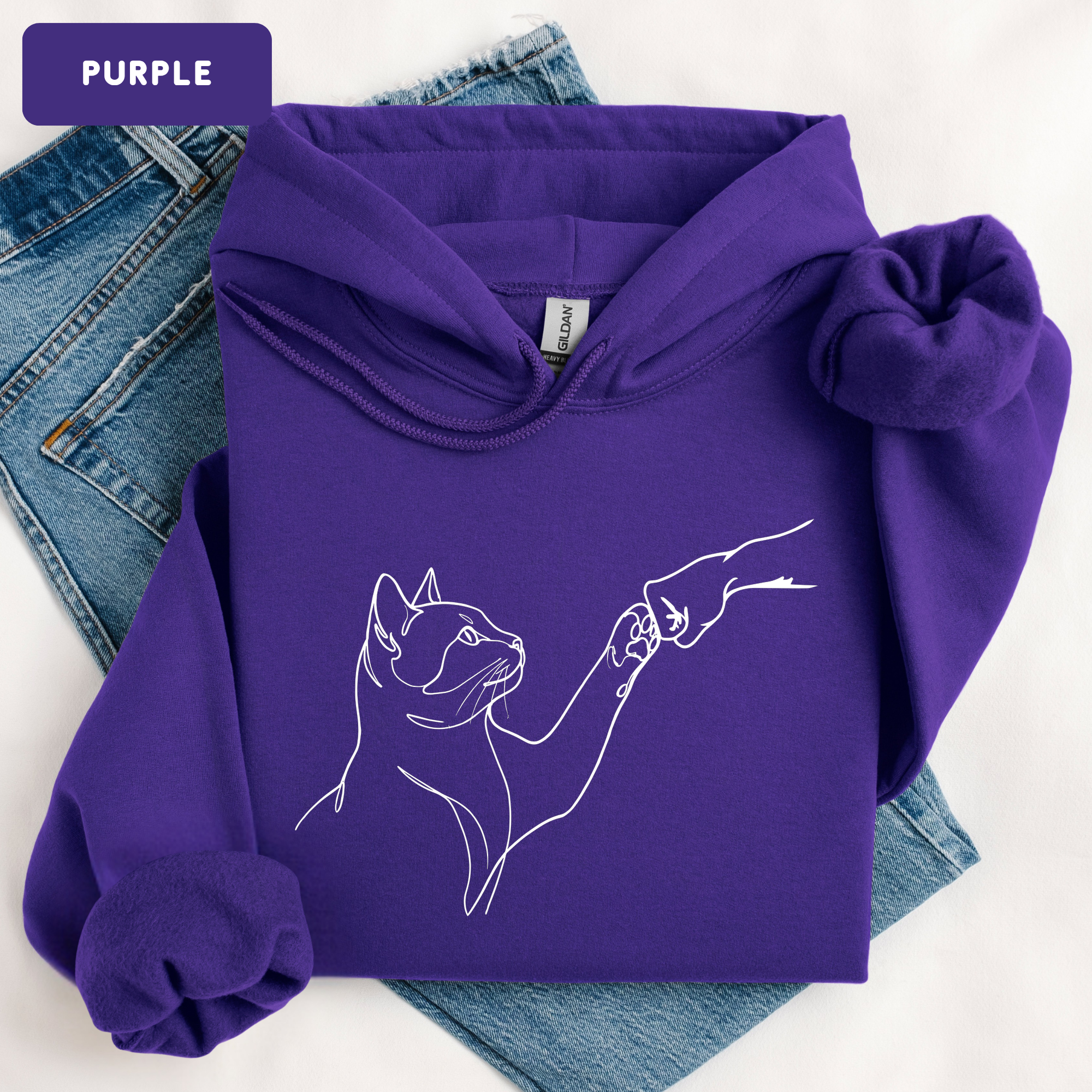 Minimalist Cat Line Art Sweatshirt – Cute Cat Lover Crewneck | Aesthetic Unisex Graphic Sweatshirt