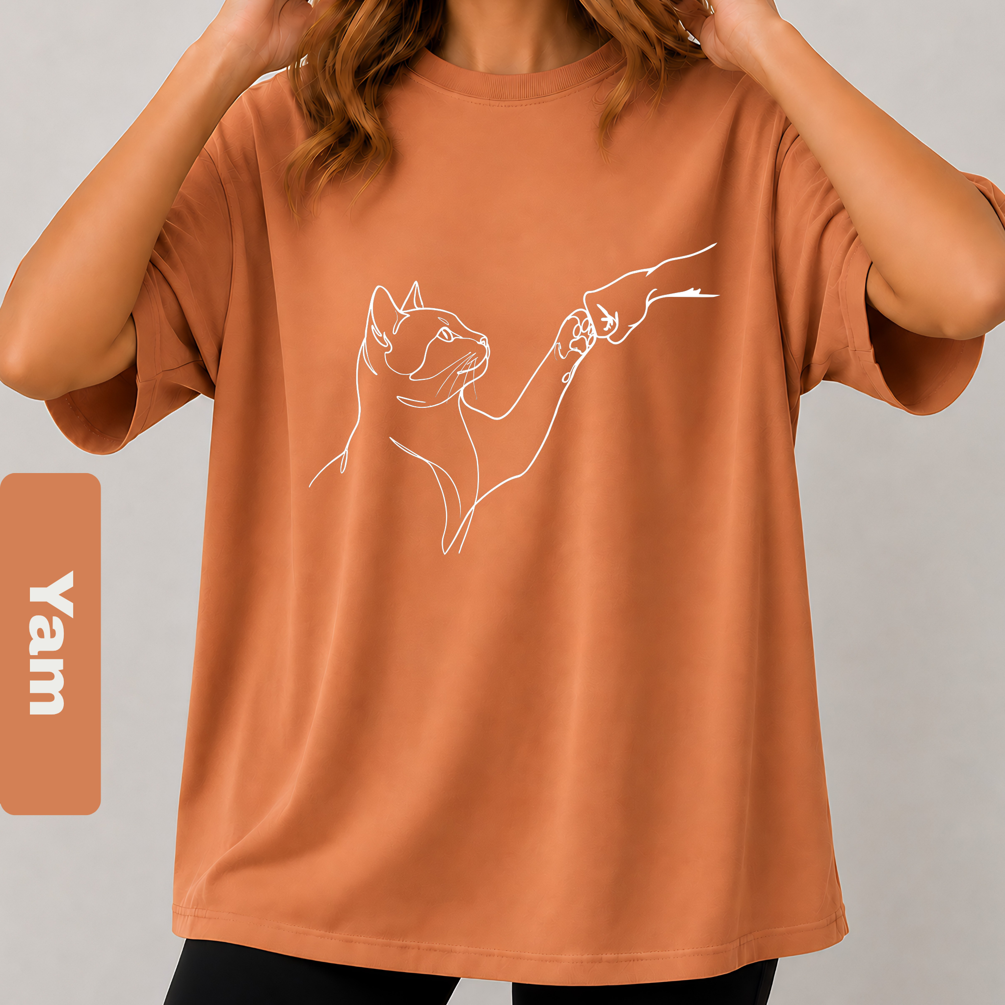 Minimalist Cat Line Art T-Shirt – Cute Cat Lover Graphic Tee | Aesthetic Unisex Oversized T-Shirt