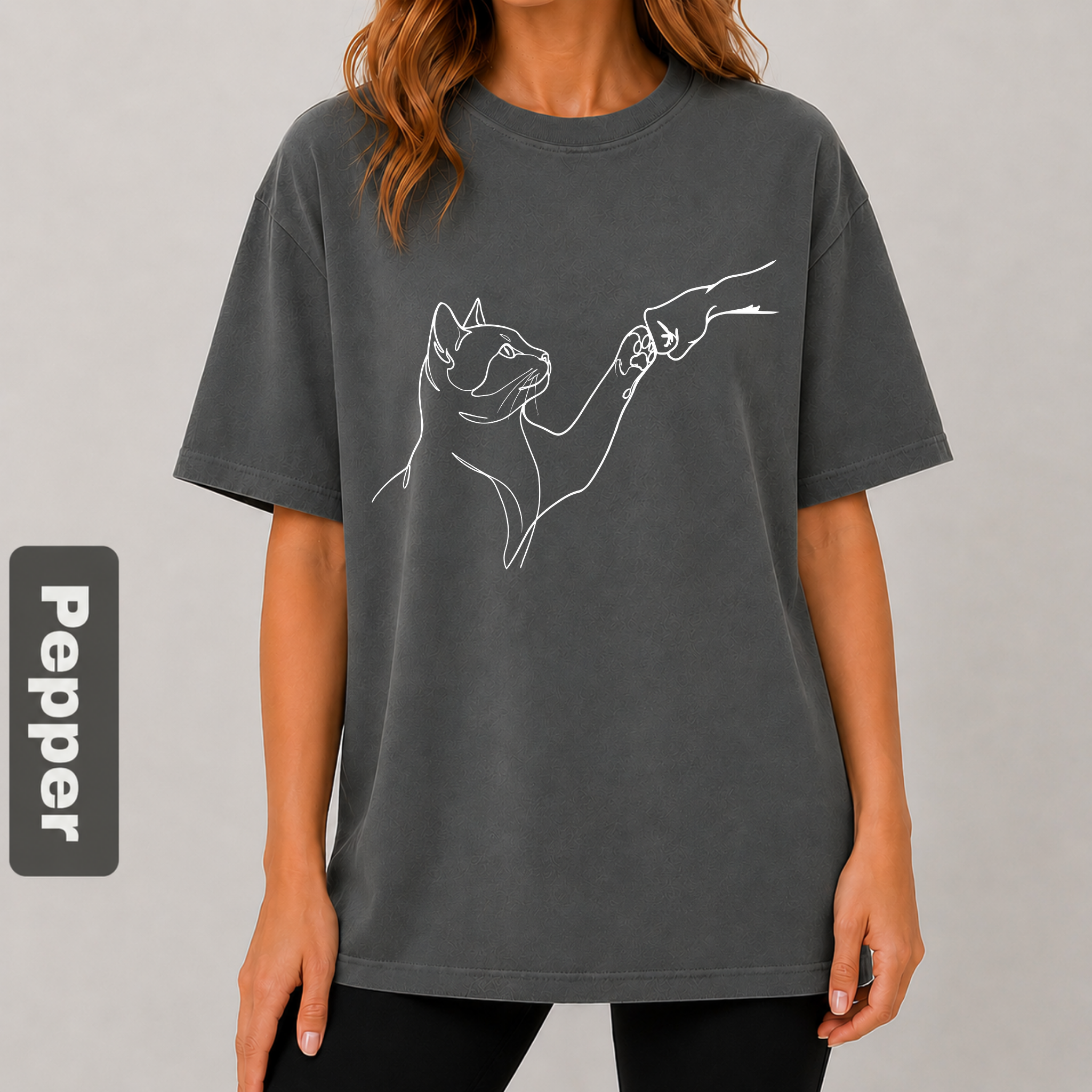 Minimalist Cat Line Art T-Shirt – Cute Cat Lover Graphic Tee | Aesthetic Unisex Oversized T-Shirt