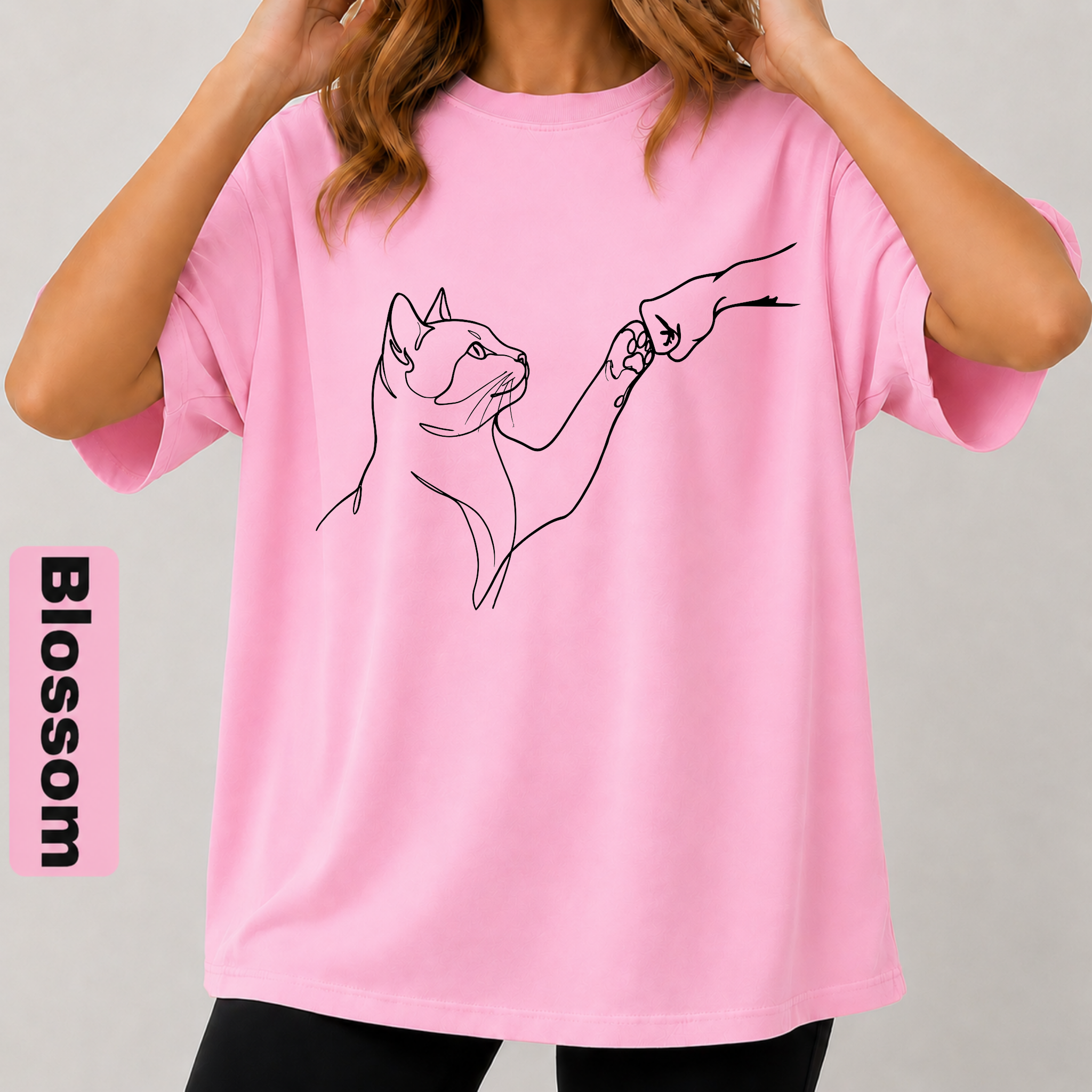 Minimalist Cat Line Art T-Shirt – Cute Cat Lover Graphic Tee | Aesthetic Unisex Oversized T-Shirt