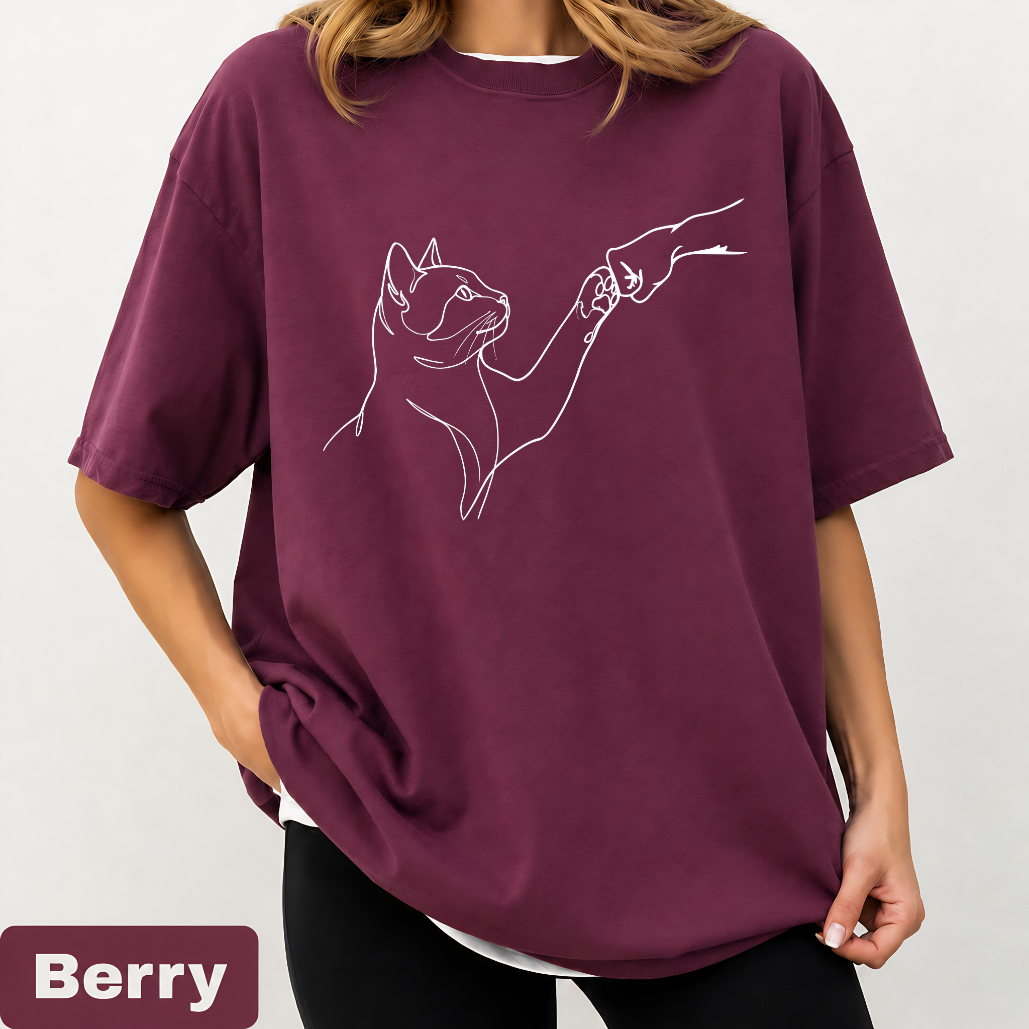 Minimalist Cat Line Art T-Shirt – Cute Cat Lover Graphic Tee | Aesthetic Unisex Oversized T-Shirt